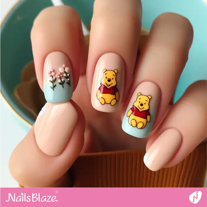 Ombre Winnie the Pooh Nails | Cartoon Nails - NB2884